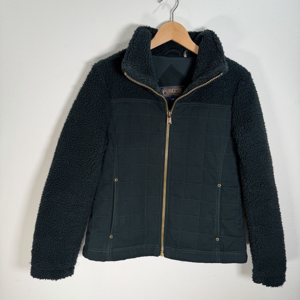 PENDLETON Jacket Women's Salida Canvas Sherpa Size Small Forest Green